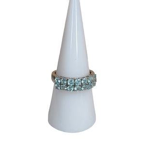 Crystal blue sterling silver ring